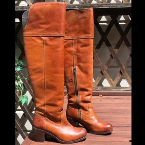 Frye Over the Knee Boots, cognac color